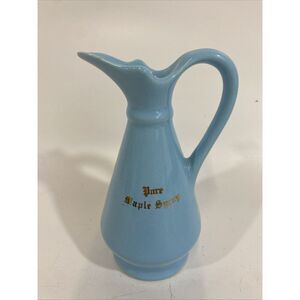 Vintage 1950s Ceramic Pure Maple Syrup Baby Blue‎ Serving Pitcher 6”